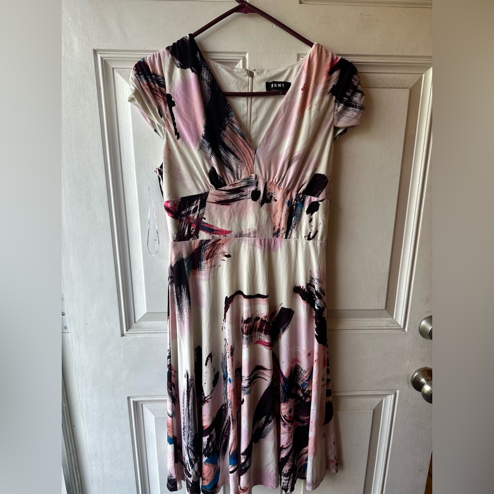 DKNY Abstract Brushstroke Midi Dress – Size M